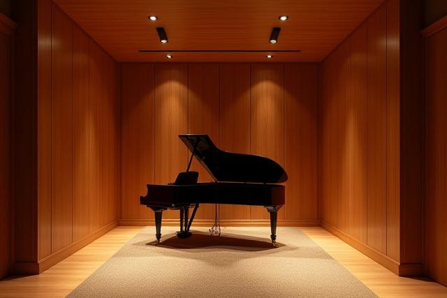 Akustisch optimierter Musikraum mit Holzverkleidung