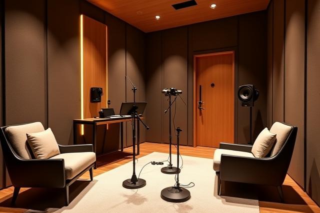 Modernes Podcast-Studio mit professioneller Ausstattung