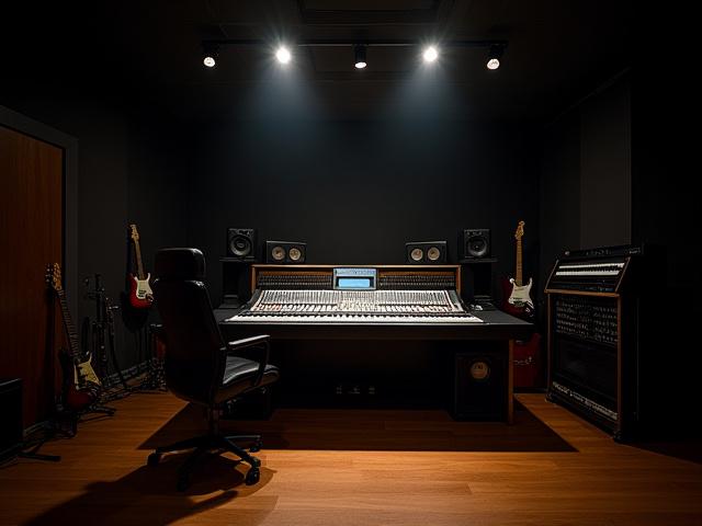 Professionelles Musikstudio in Salzburg mit Akustikpaneelen und Mischpult